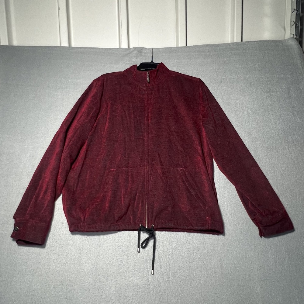 Christopher‎ & Banks Women's Red Full Zip Jacket Size M Drawstring Hem Pockets